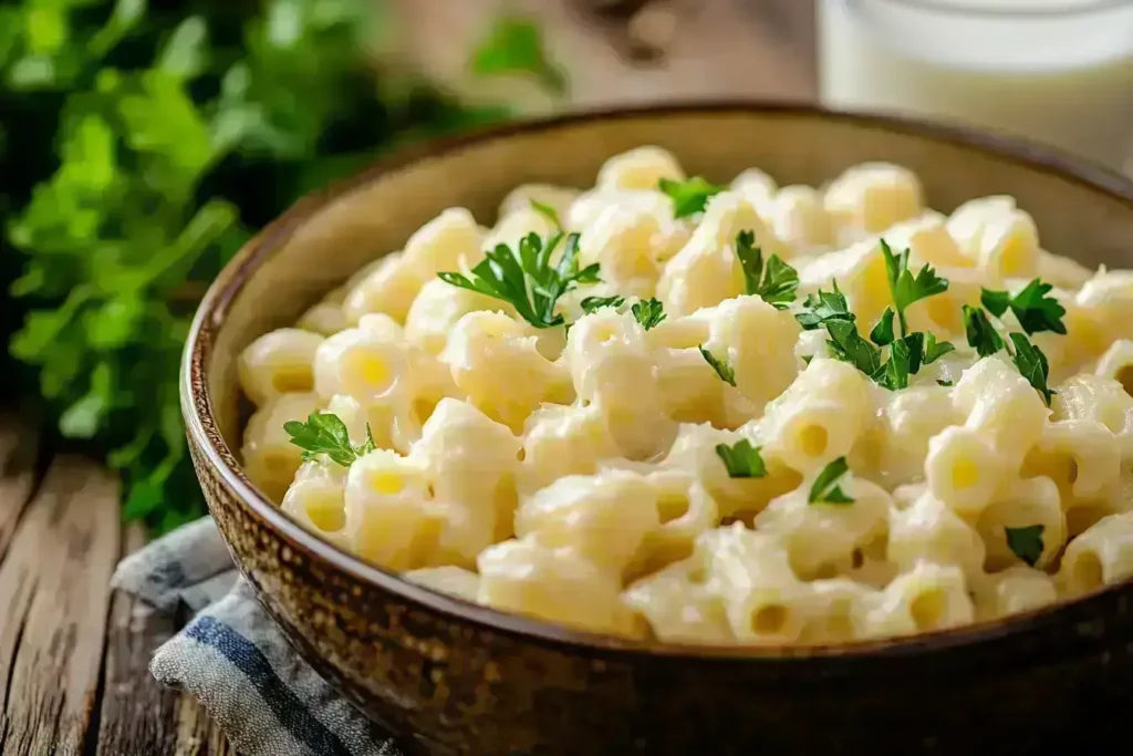 Creamy pasta made with milk as a substitute for cream.