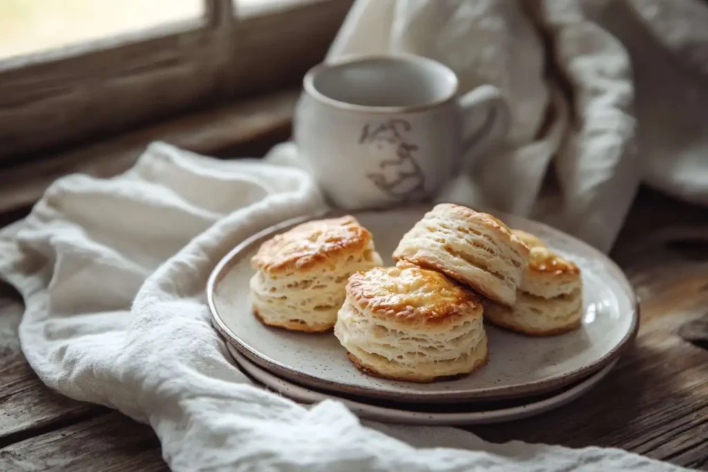 Apple pie biscuits served with coffee for breakfast.