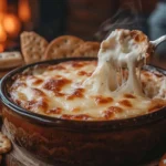 Creamy Reuben Dip in a bowl with melted Swiss cheese.