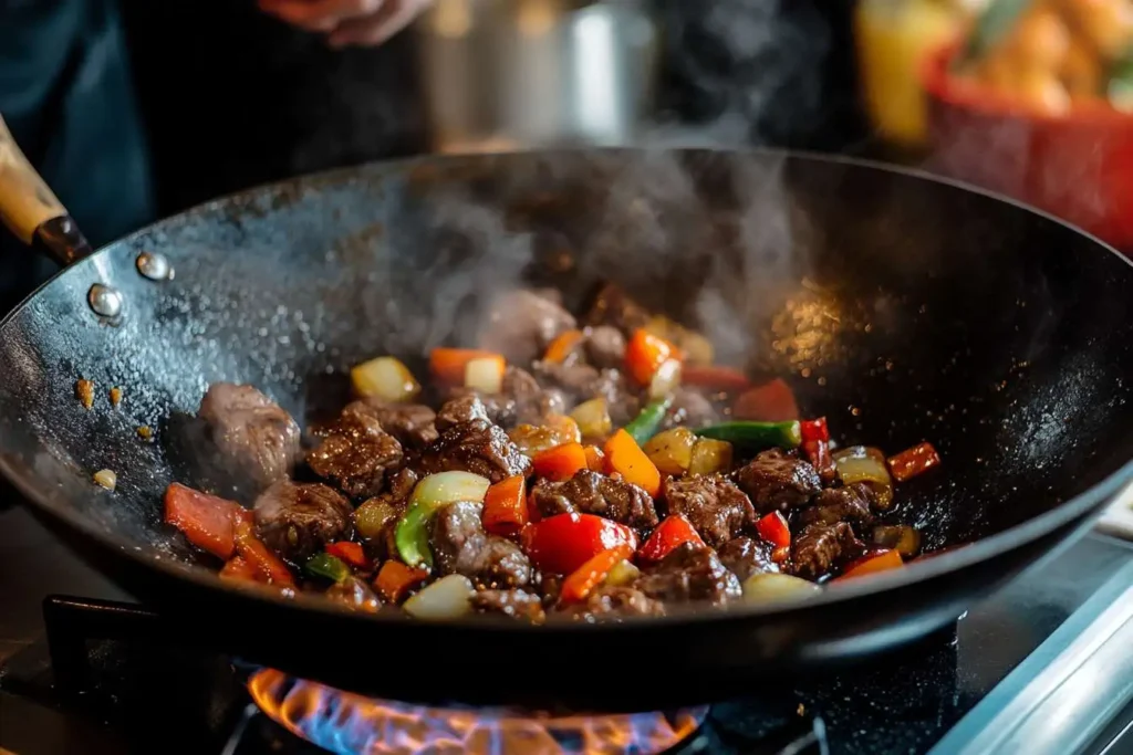 Cooking Chinese Pepper Steak with Onion at Home