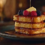 Crispy sourdough French toast with maple syrup and berries